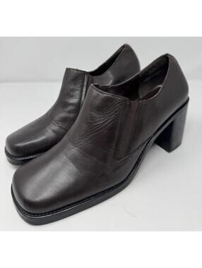 White Mountain Boots Women's 9.5 M Jive Slip On Low Bootie Brown Leather Heels